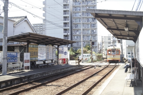 松山の路面電車「木屋町」の電停