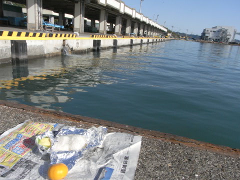 鴨川漁港で朝食